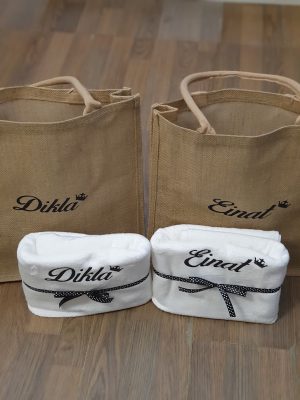 מארז תיק יוטה עם מגבת