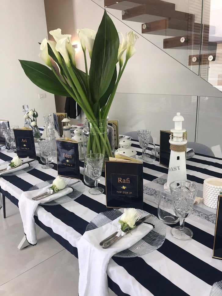 הגדה ממותגת שם אישי כחול כהה וזהב